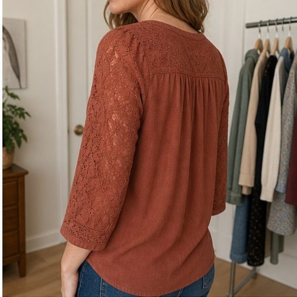 Rust Tunic Blouse - Picture 3 of 6